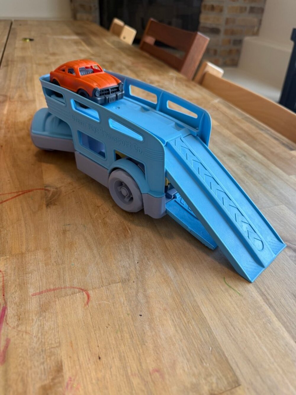 Green Toys Car Carrier Truck with 2 Mini Cars Blue Recycled